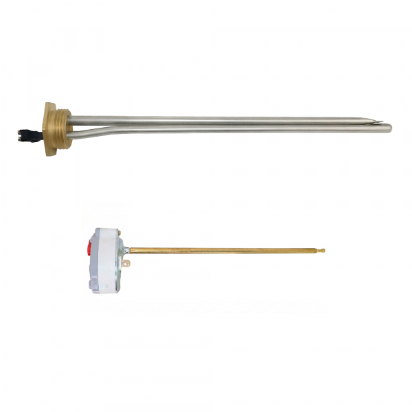 Комплект ТЭН для алюминиевого радиатора (батареи отопления) 500 Вт, левая резьба, нерж, D33, G1", L270мм, 220V + терморегулятор, Р05ТЛ