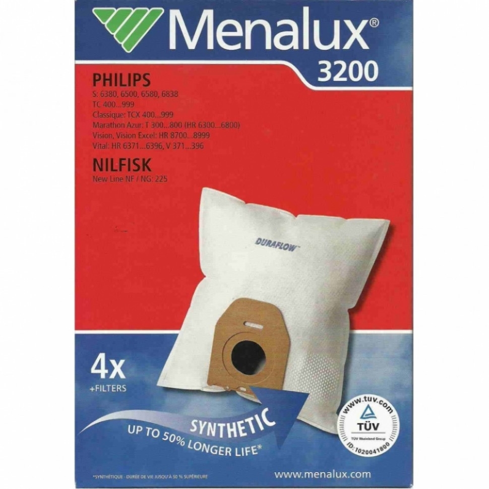 Комплект мешков Menalux 3200 для пылесосов Philips, с микрофильтром, v1043 Комплект мешков Menalux 3200 для пылесосов Philips, с микрофильтром, v1043